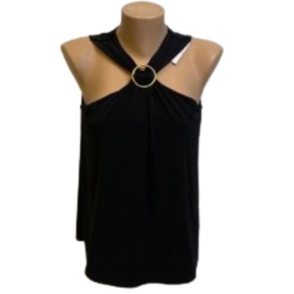 Michael Kors black ring front sleeveless top NWT size S